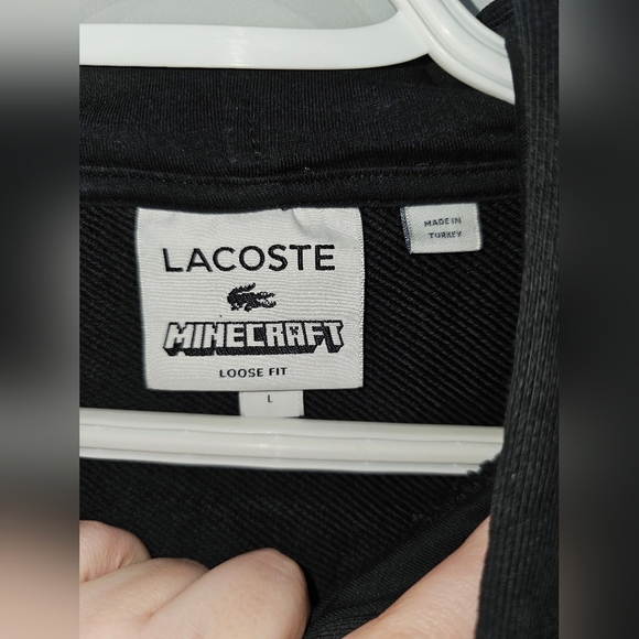 Lacoste LIVE x Minecraft Men's Black Graphic Print Loose Fit Hoodie - Size L - Picture 8 of 11